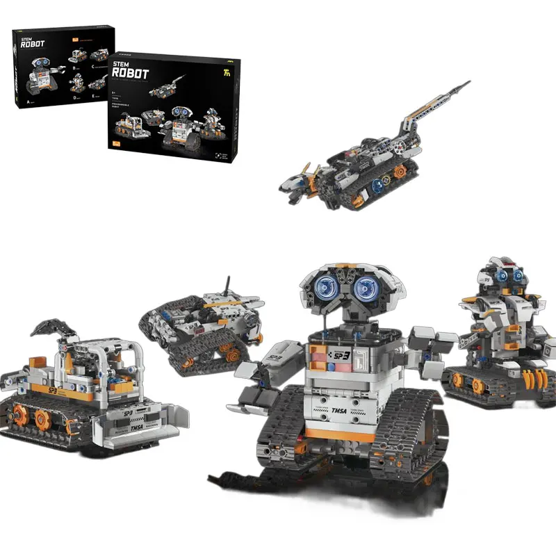 Robôs programáveis com controle remoto 5 em 1, bloco de construção, ferramenta de aprendizagem, experimento científico educacional, tijolos de robô, brinquedos diy