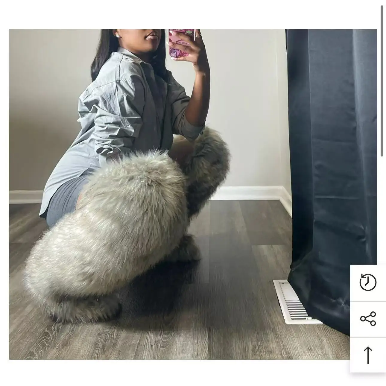 

Luxury Winter Faux Fur Over The Knee Boots Women Snow Boots Fluffy Faux Raccoon Fur Platform Snow Boots For Women