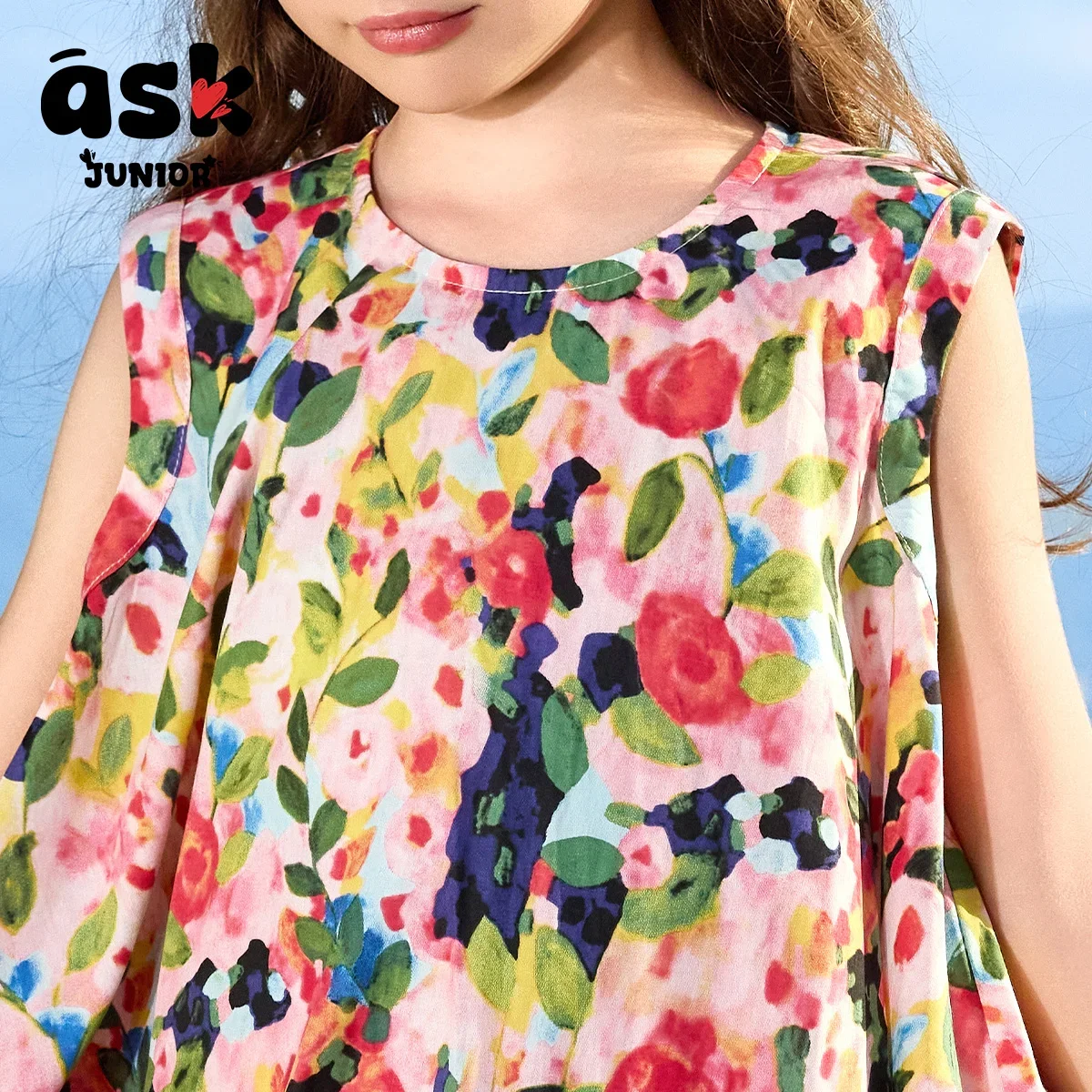 فستان صيفي بدون أكمام مطبوع عليه زهور للفتيات الصغيرات #5