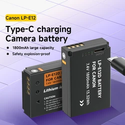 PALO LP-E12 LP E12 LPE12 Battery With Type-C USB Port for Canon EOS M10,M50, EOS M100,M200 100D Kiss X7 Rebel SL1