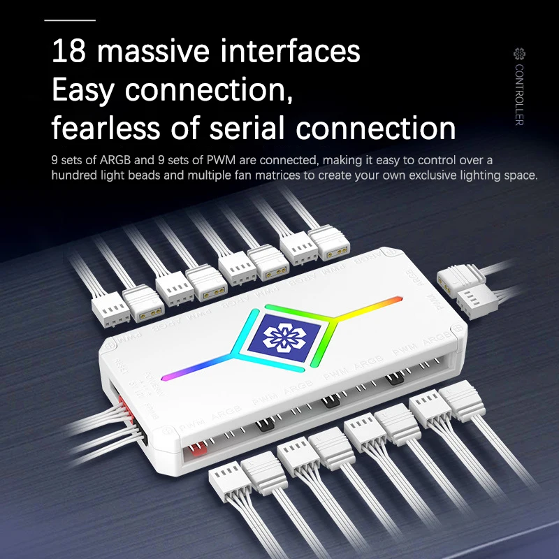 UTHAI H9S Temperature Controlled ARGB Controller Computer Case 5V3 Pin PWM Temperature Controlled 4-Pin Expansion Fan Hub