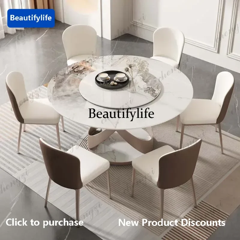 Mesa de Comedor Redonda de Diseño Metálico Moderno y Exclusivo C45, Mesa de Salón Moderna, Mesa Redonda para Comedor, Muebles de Cocina