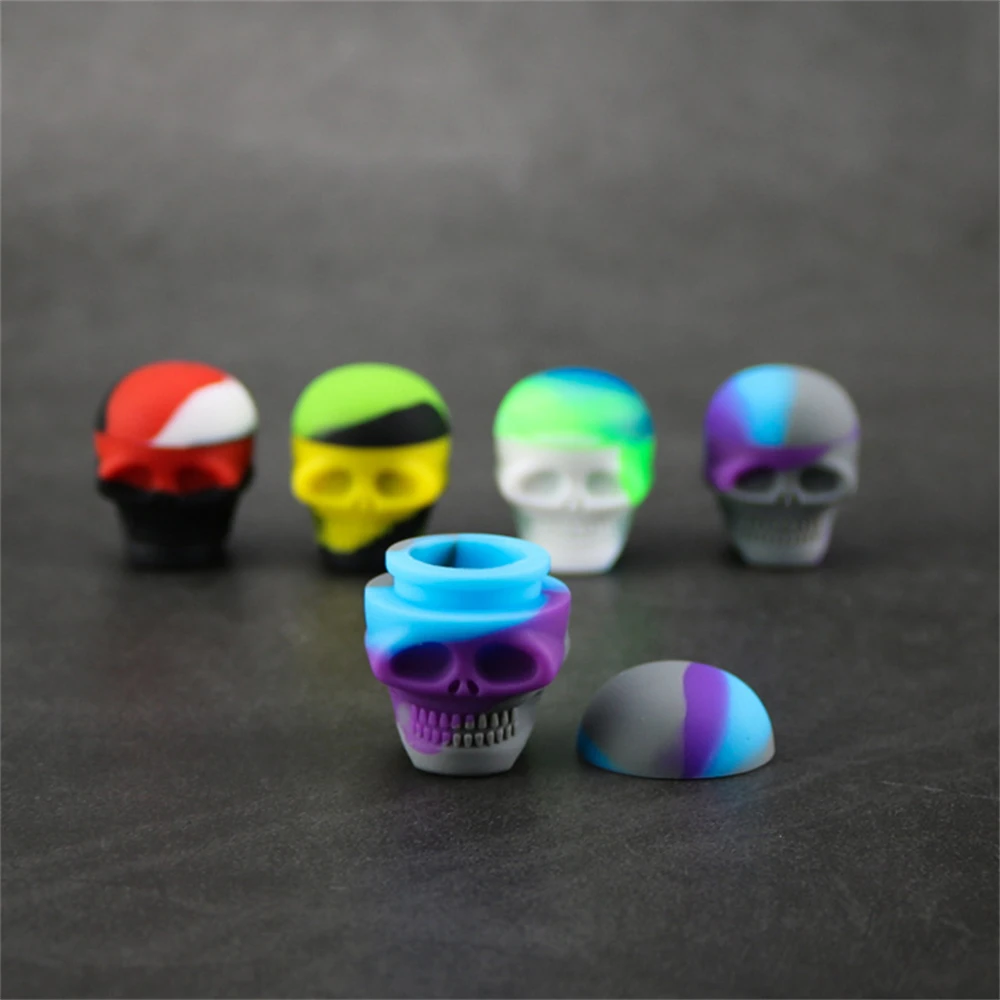 1pcs Skull Silicone Jar 3ml Skull Silicone Wax Container Storage Box Smoking Accessories For Oil Wax Jars Smoke Herb Tobacco