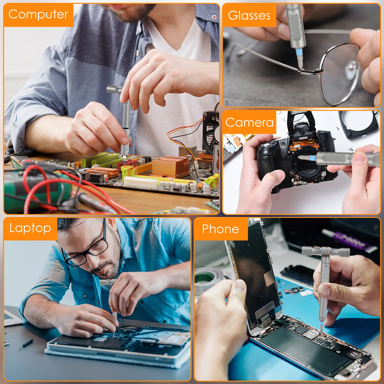 34 In 1 Ratchet Screwdriver Set Multifunctional Magnetic Screwdriver Repair Tool with 32 Short Bit for Computer Eyeglasses