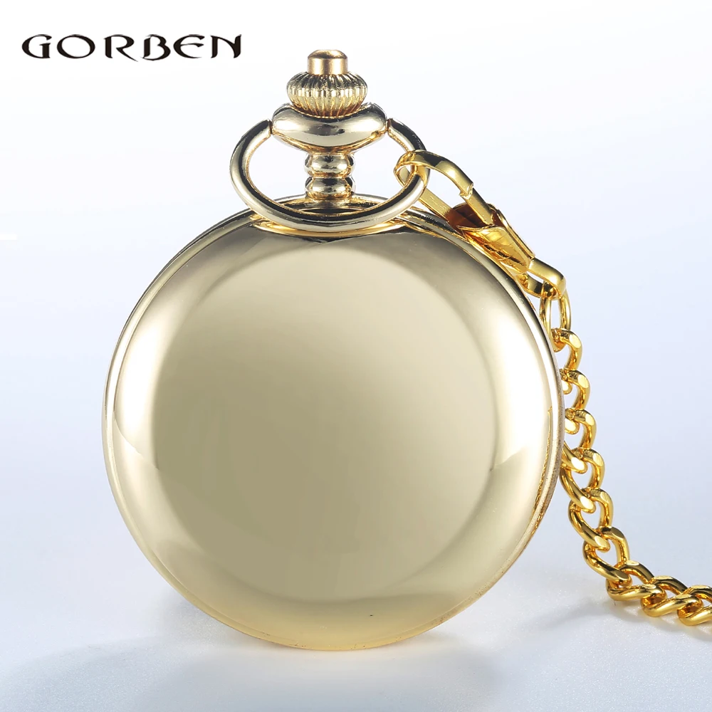 Luxury Quartz Pocket Watch for Man Women Vintage Smooth Rose Gold Case Orologio Male Ladies Men Pendant Necklace Chain Old Clock