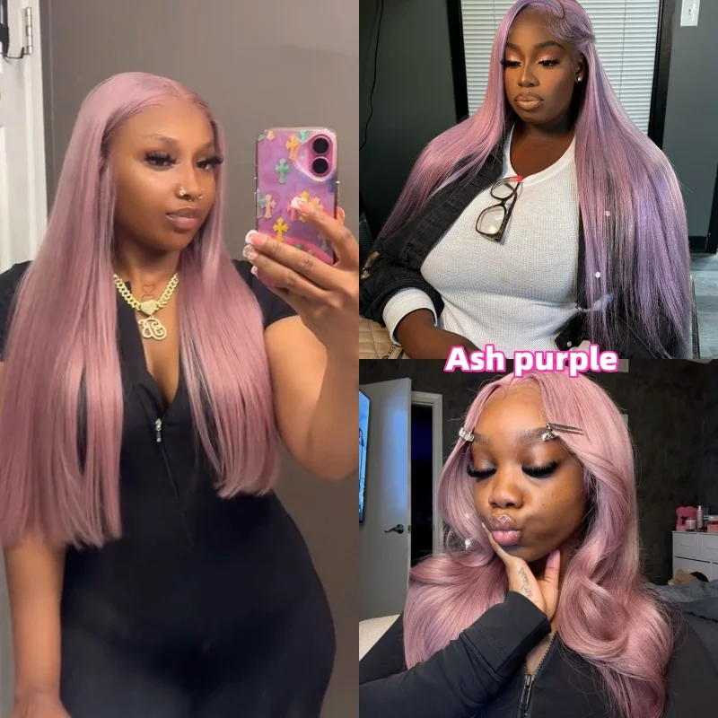 ? 24” ASH PURPLE NATURAL STRAIGHT LACE FRONT WIG Amazon.com : Maycaur Purple Lace Front Wigs Long Straight  main image 3