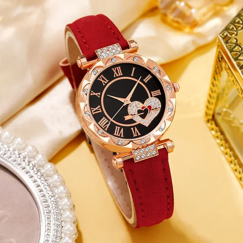 5PCS elegant and romantic women's round dial quartz watches with necklace accessories set, suitable for daily wear - view 5