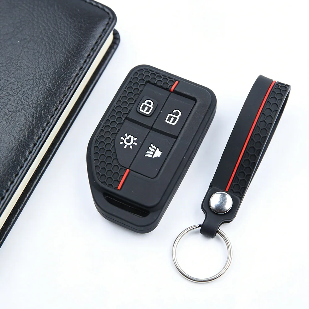 Practical Textured Silicone Remote Key Cover With Keychain for Volvo New FM FH FH16 Tractor Van Heavy Truck Truck Key Shell