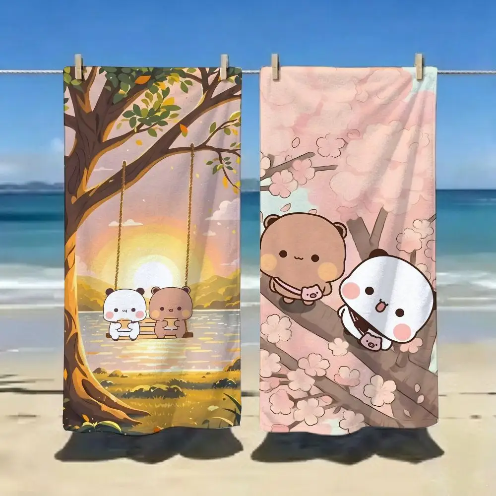 Soft Chibi Cartoon D-Dudu B-Bubu Towel ultra-fine fiber quick drying absorbent bath towel, outdoor swimming sports towel