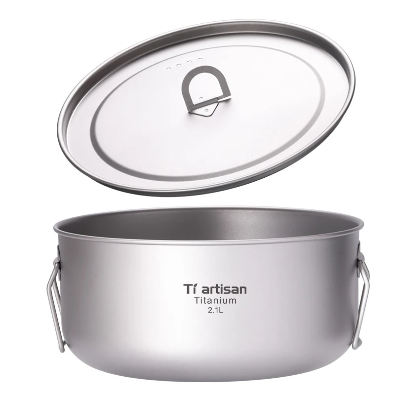 Tiartisan 2.1L Titanium Salad Bowl Picnic Tableware Ultralight Titanium Large Soup Bowls Outdoor Camping Hiking Travel Tableware