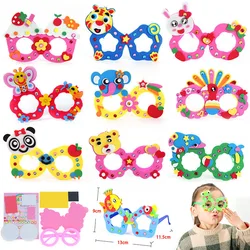 Cute Cartoon EVA Glasses DIY Handmade Material Kit for Kids Self Adhered Diamond Foam Sticker Glasses Frame Crafts Toys Gifts