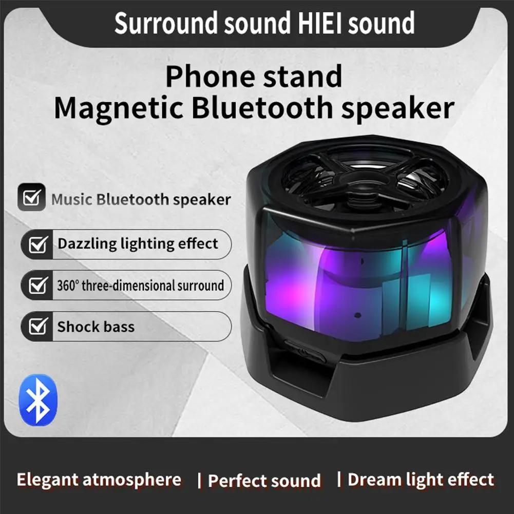 Magnetic Bluetooth-Compatible Wireless Speaker Portable Mini Sound Box RGB Phone Holder Stand For Gaming Travel Y6J3
