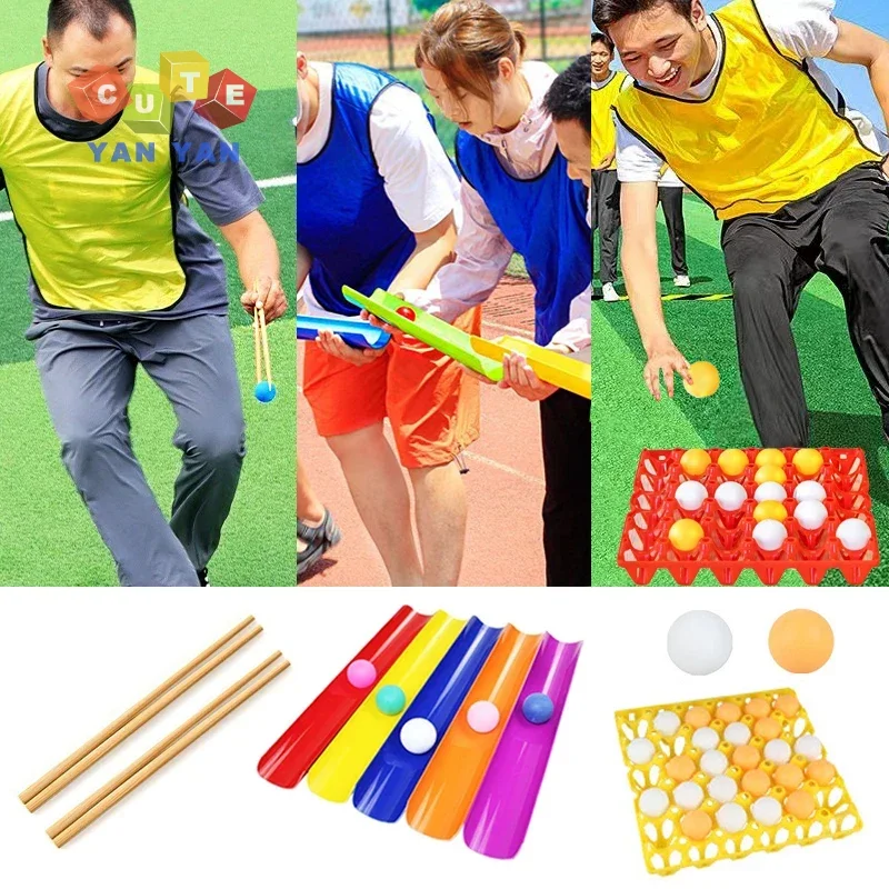 Adult Outdoor Team Building Props Chopstick Clip Ball Pipeline Challenge Ping-pong Game Kids Sensory Training Multi-play Fun Toy