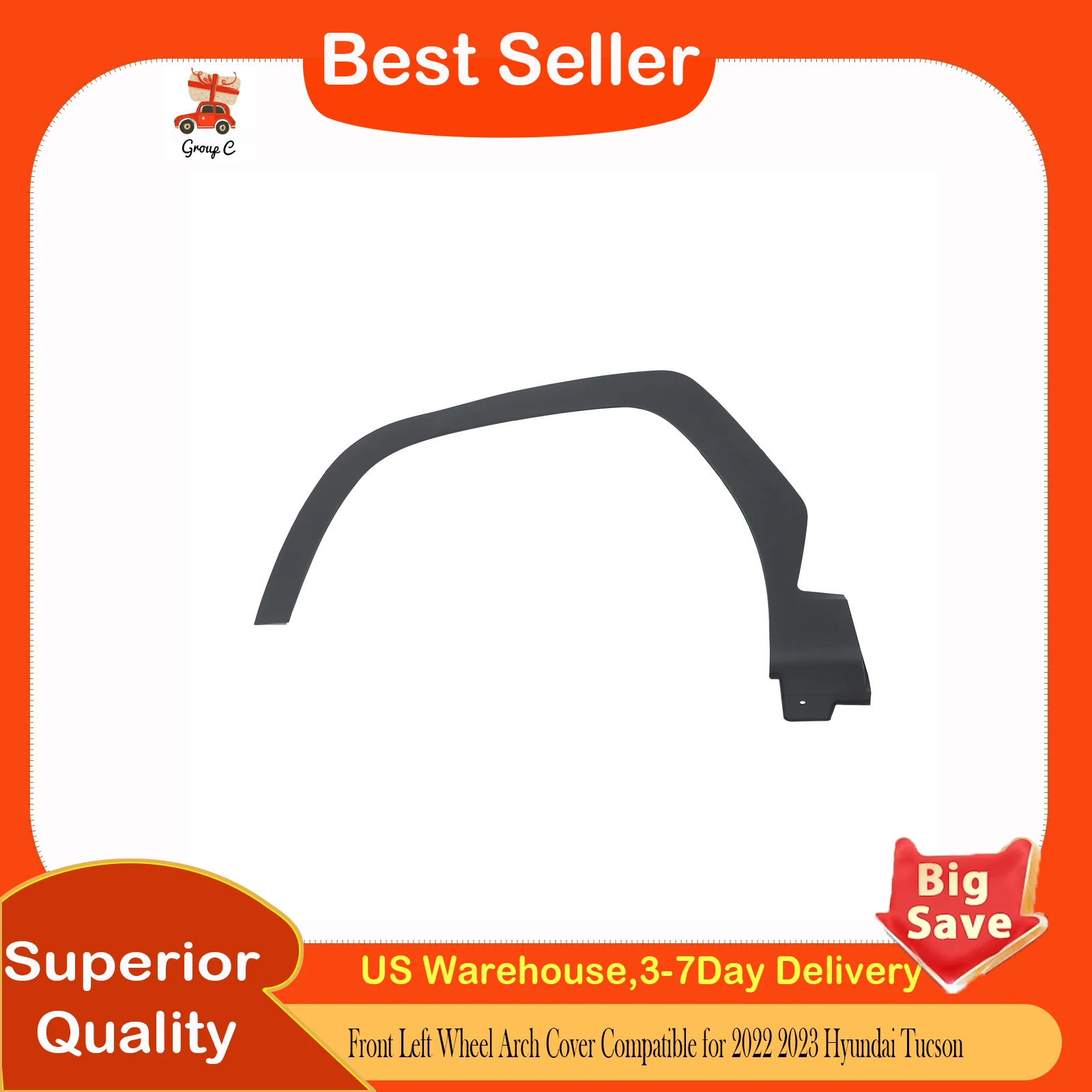 

Fender Trim,Front Left Wheel Arch Cover Compatible for 2022 2023 Hyundai Tucson,Plastic A Pillar Trim,Replacement Fender Liner
