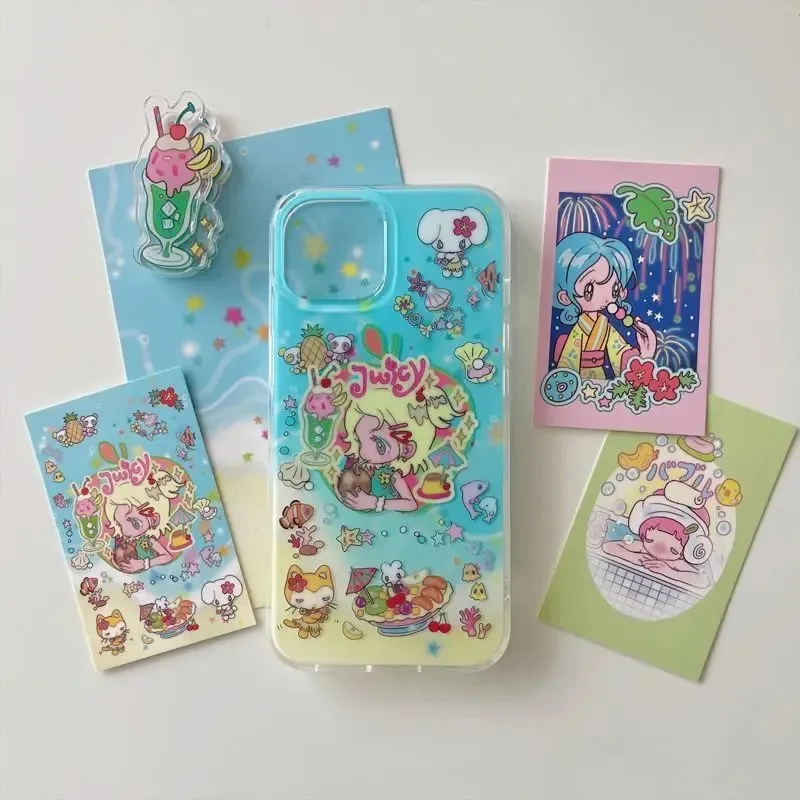 Funda para Teléfono con Diseño de Chica Rubia Kawaii para iPhone 17e 17 16e 16 15 14 13 12 11 Pro Max X XR XSMax Air Plus, Textura de Pluma en la Parte Posterior