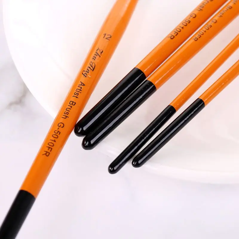 5 Stuks Olieverf Penselen #2/#6/#8/#10/#12 Borstelpunt voor Acryl Aquarel Olie