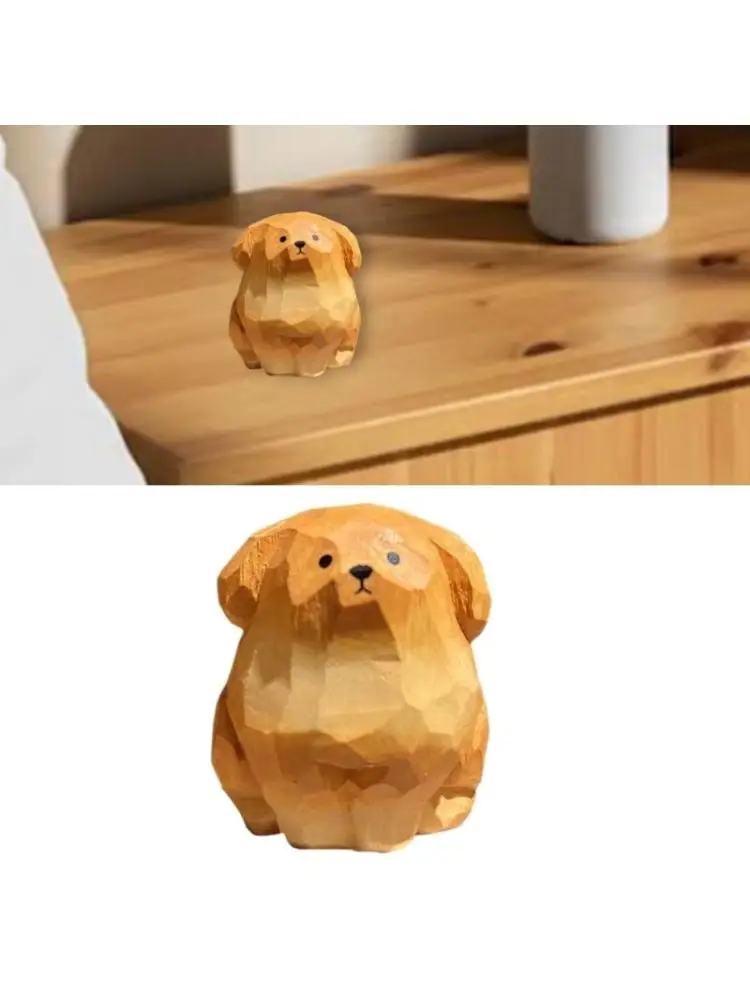 Small Carving Golden Retrievers Desk Ornament for Home Enhancement Miniature Animal Figurine Book Shelf Decors