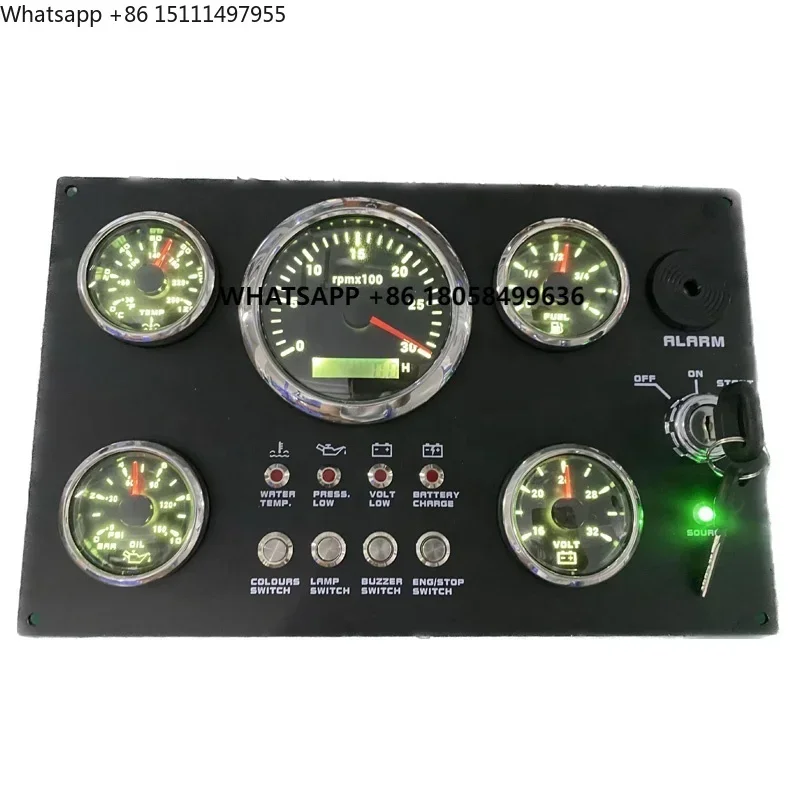 White or Black5 Gauges Waterproof Marine Instrument Boat Instruments Controller Sensor