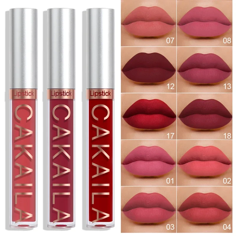 18 Farben Matt Lipgloss Großhandel Günstiger flüssiger Lippenstift Make-up Lippenfarbe Batom Langlebig Sexy Rot Rosa Nude Lipgloss Bulk