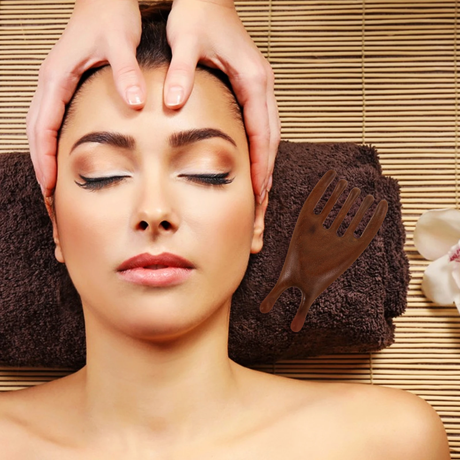 

Golden Sandalwood Massage Comb 5-Finger Scalp Massager Eye Acupoint Tool Nose Gua Sha Full Body Relief Portable Face Temple