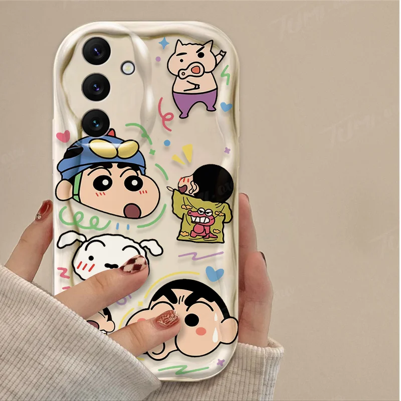 Cute C-Crayon S-ShinChan 3D Wave Case For Samsung Galaxy A54 A34 A24 A14 A13 A53 A33 A73 A23 A52 A52S A32 A22 A12 A51 A71 Cover