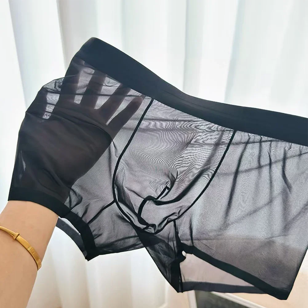 

Men's Panties See Through Boxer Briefs Sexy Underwear Gay Sissy Bulge Pouch Trunks Shorts Breathable Underpants Sheer Lingerie