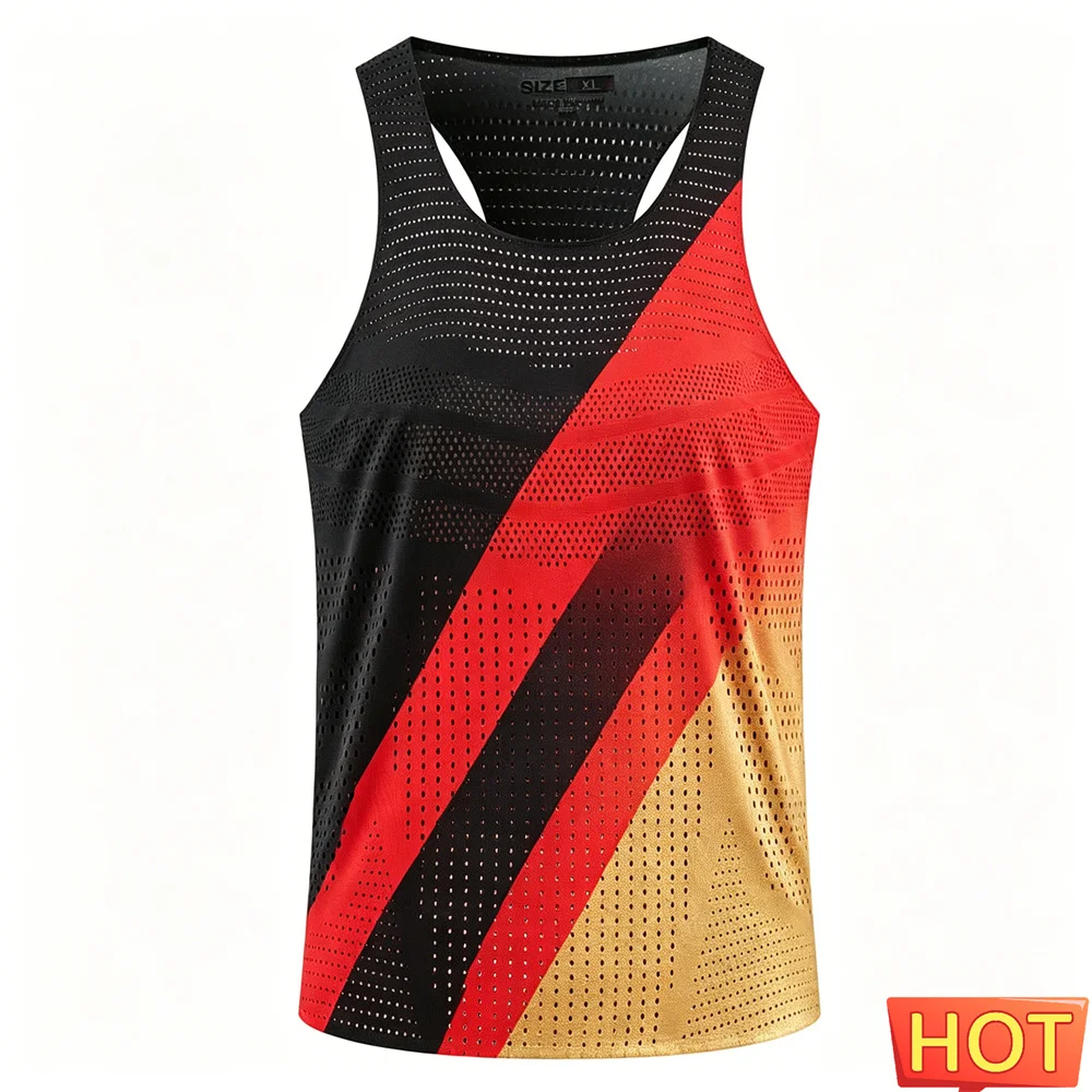 Chaleco deportivo con degradado de rayas para hombre, chaleco deportivo para maratón, chaleco para hombre y mujer, camisetas sin mangas transpirables para hombre, camiseta sin mangas para hombre