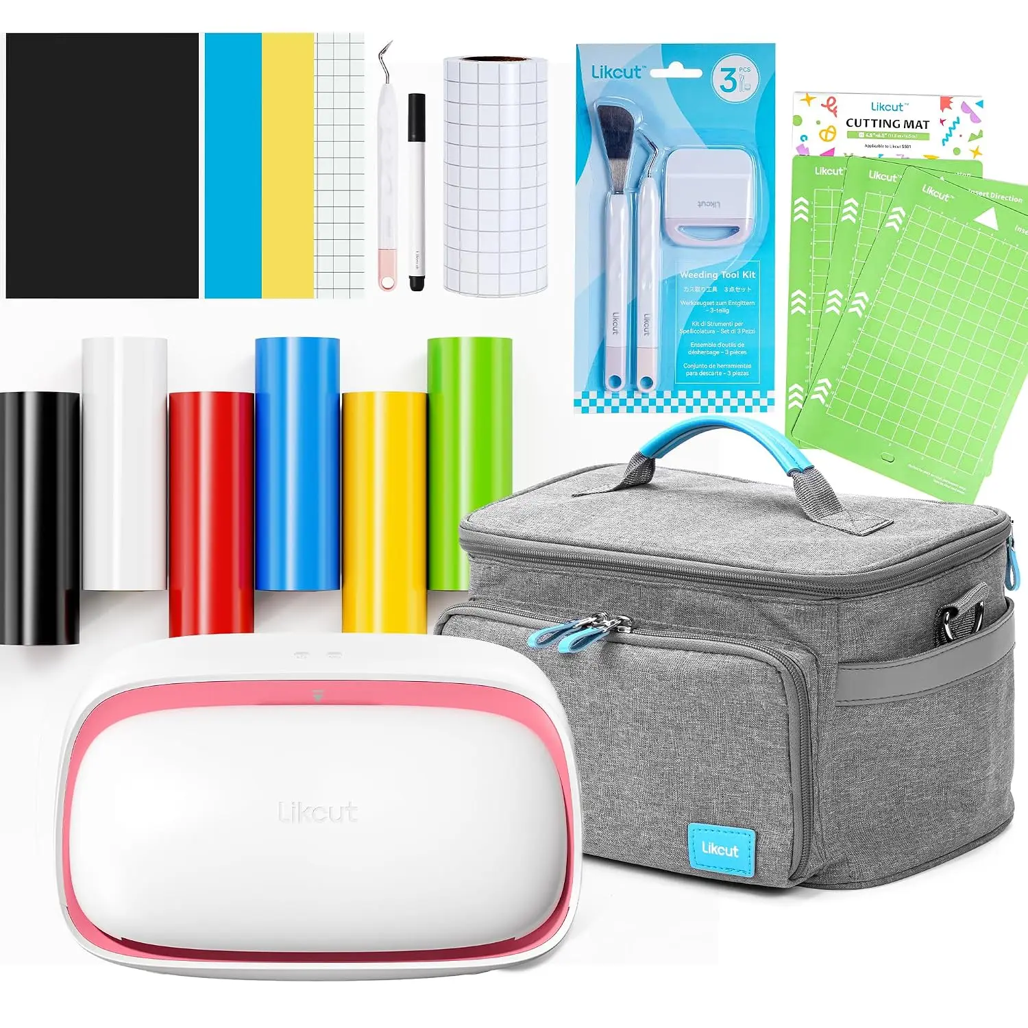 Vinyl Cutter Machine Creator Bundle with Carrying Case & Accessories, User-Friendly Sticker Maker Set, Portable Vinyl Printer