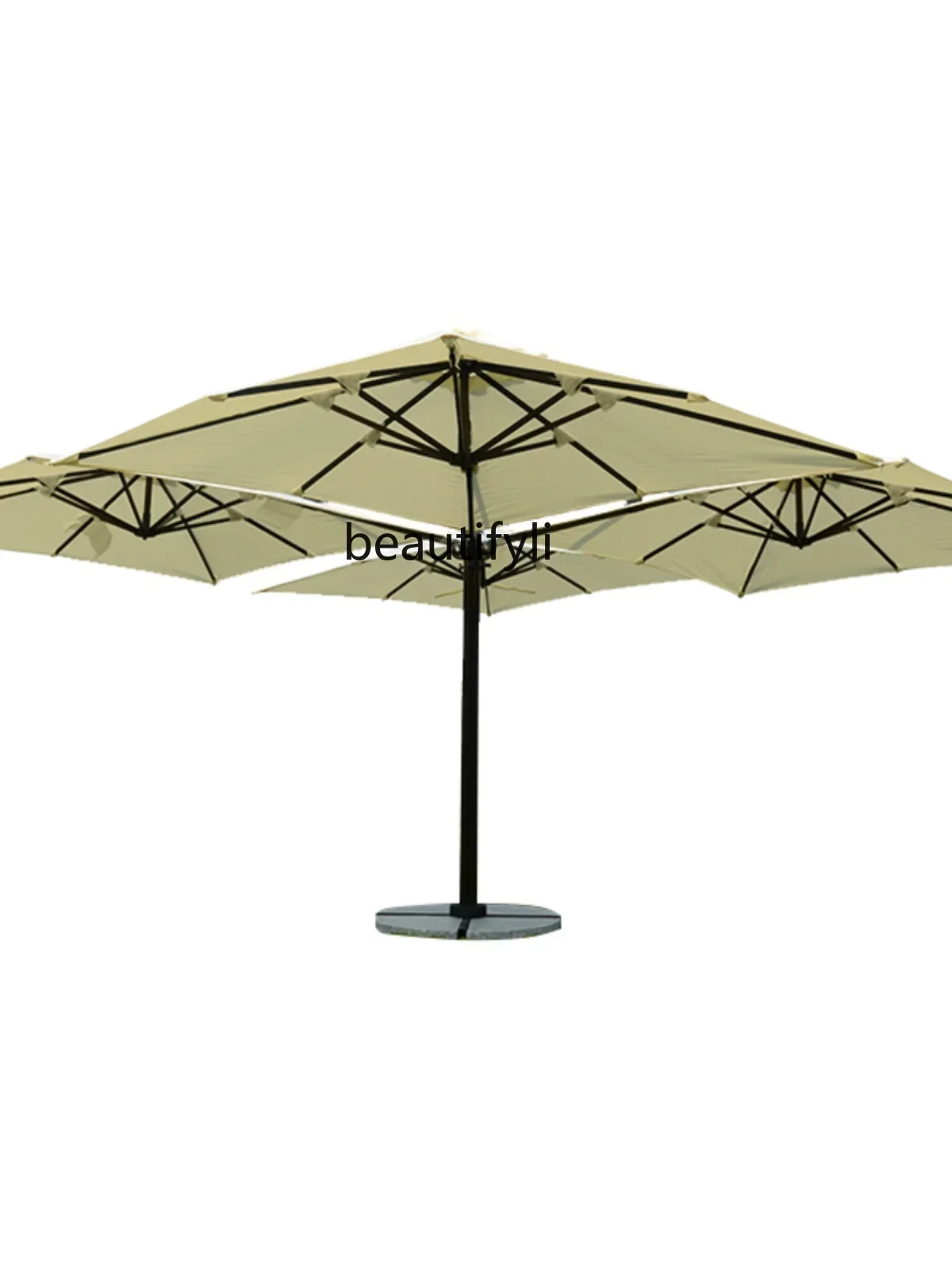 Outdoor Sun-Proof Four-Head Umbrella Courtyard Commercial Folding Umbrella Villa Bar Coffee Shop Large