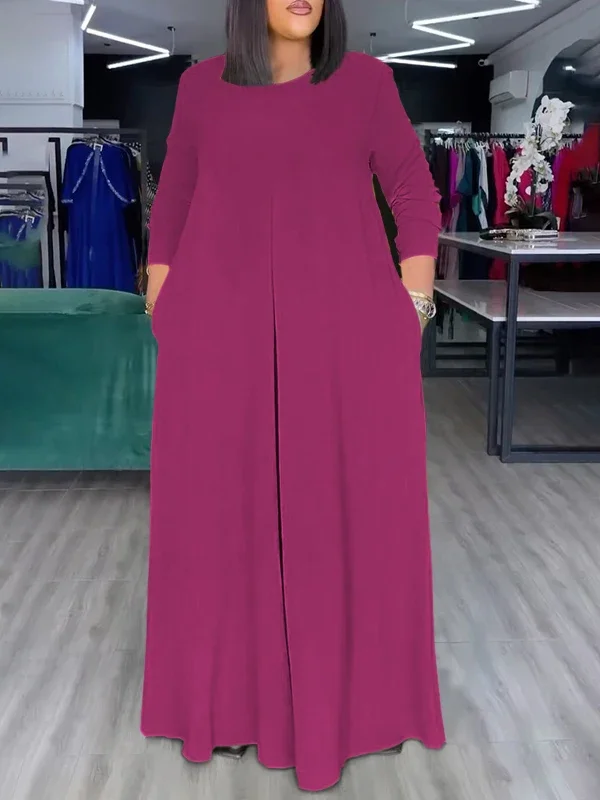 Modigirl 2025 Summer Fashion Afican Tute larghe di colore solido per le donne con tasche Girocollo Pantaloni a gamba larga Tuta femminile