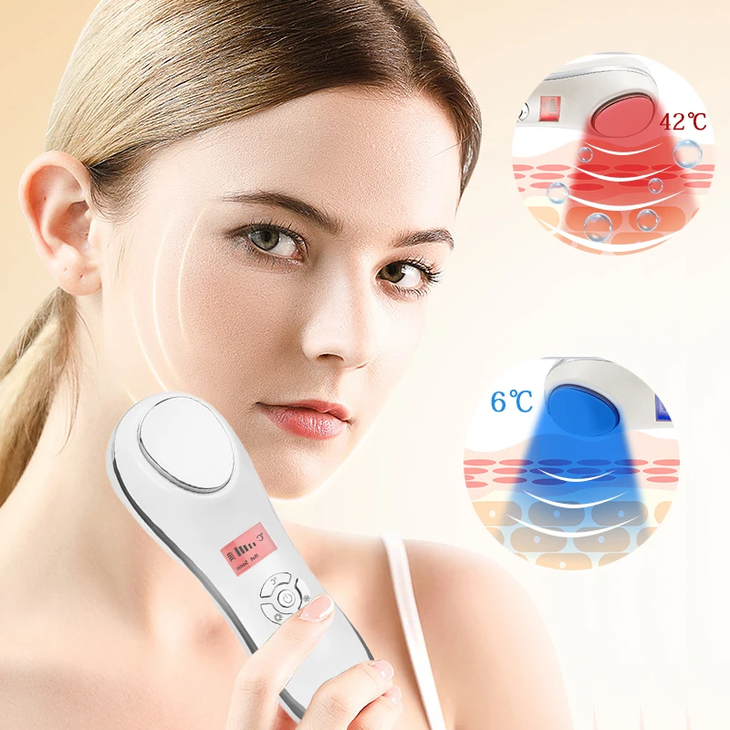 

Portable Hot Cold Beauty Device Ultrasonic Cryotherapy Skin Lifting Tightening Vibration Massager Shrink Pores Anti Aging