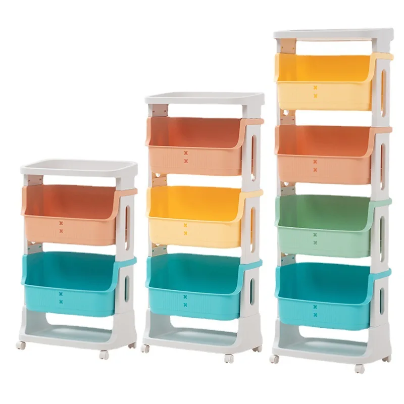 Children's Toy Storage Rack Kitchen Vegetable Rack Bathroom Storage Rack with Wheels Trolley Five-Layer Finishing