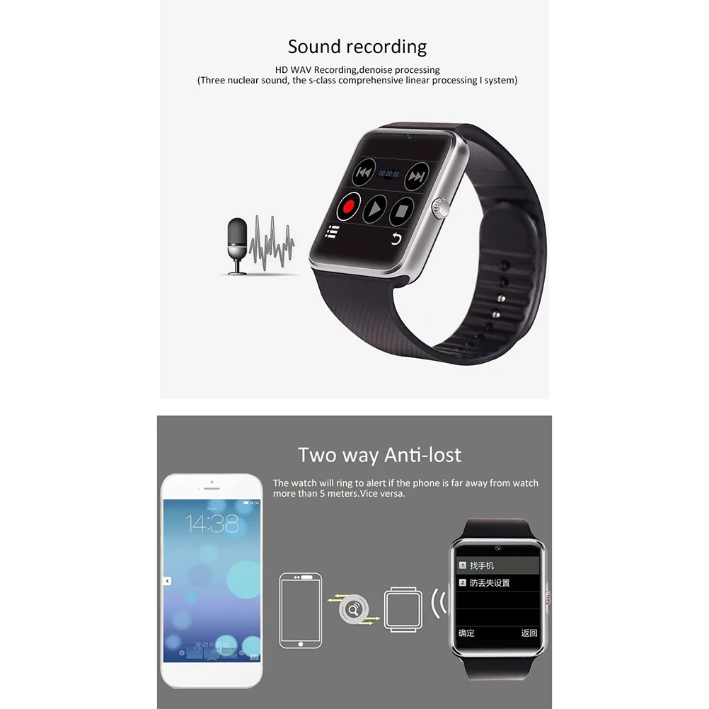 Smart Watch con SIM Card Wireless GT08 Smartwatch dispositivi impermeabili studente intelligente