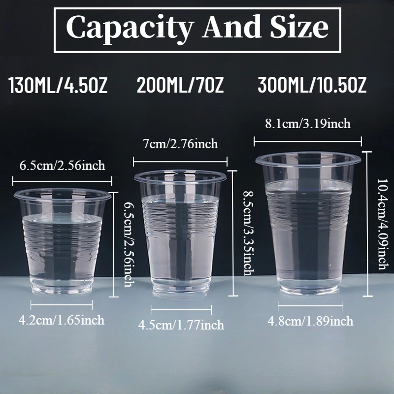 Picture 3: 100PCS Disposable Plastic Cups Stackable Portable Party Plastic Cups for Tasting Coffee Desserts Drink Outdoor Camping