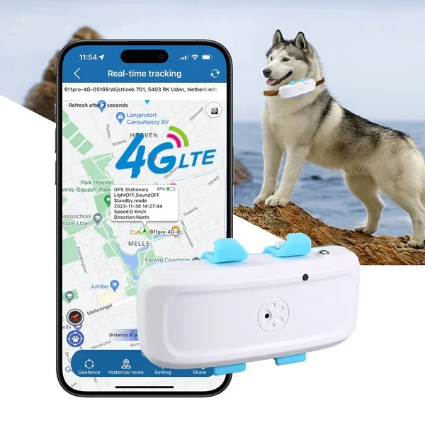 4G Dog GPS Tracker Free APP Real-time Positioning Smart Cat Dog GPS Pet Tracker with Sound/light for Find Device Function