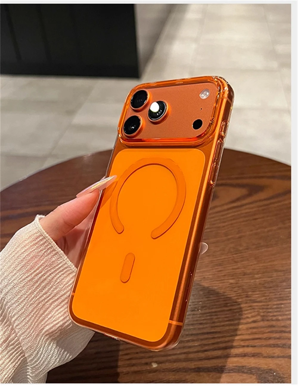 Ultradünne Transparente Hartschale für Magsafe Hülle für iPhone 18 17 Pro Max Air 16 15 14 Plus 13 12 Pro Magnetische Kabellose Ladehülle – Detail 2