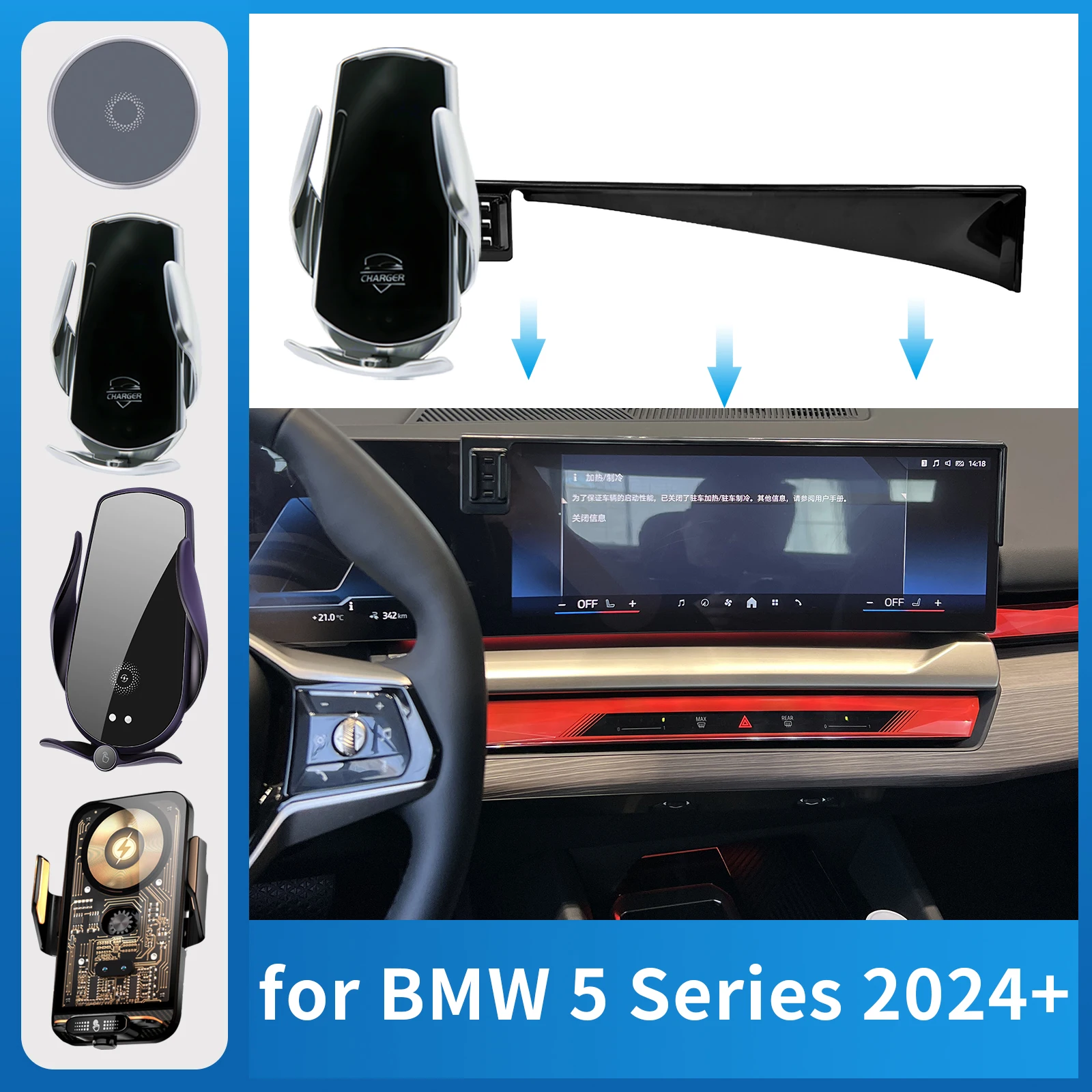 

Car Phone Holder for BMW 5 Series i5 2024 2025 G60 Charging GPS Bracket Navigation Stand Auto Accessories