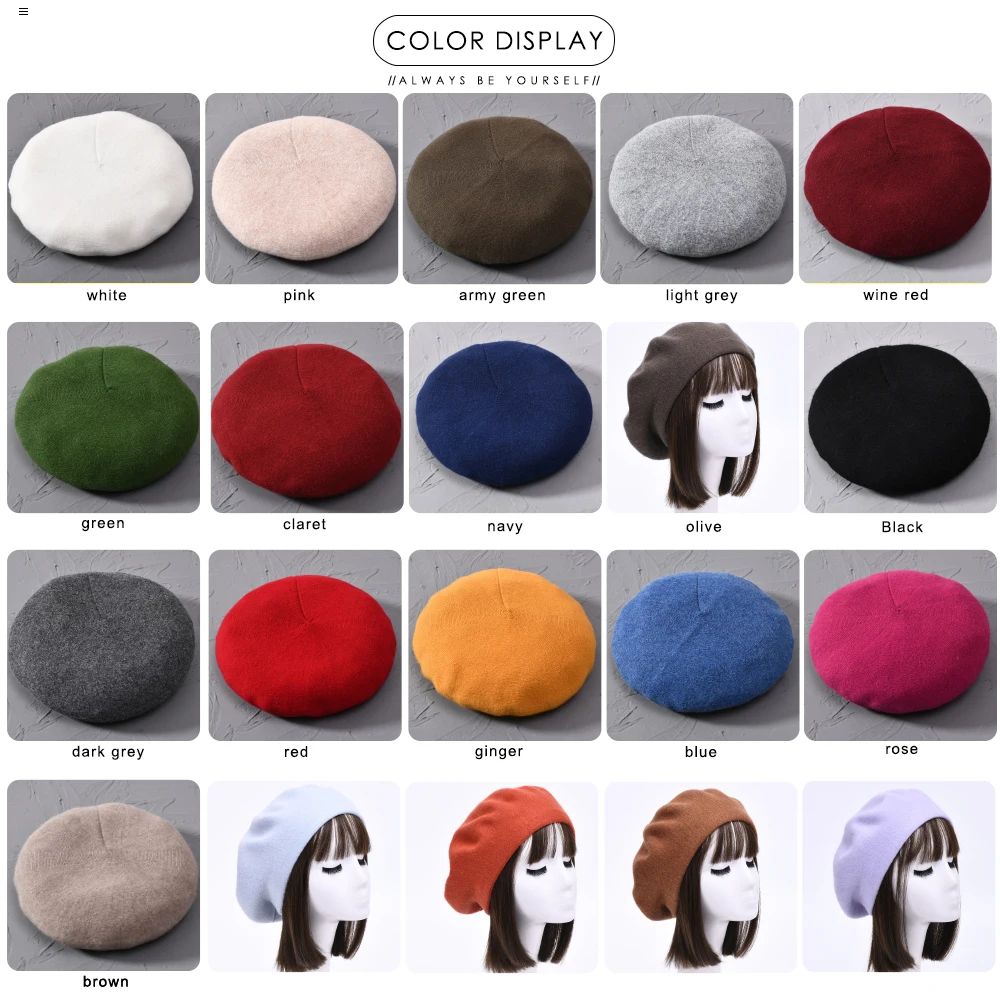 Jxwatcher-Béret en Cachemire pour Femme et Fille, Chapeau en Laine de Coton, Solide, à la Mode, de Marque, pour Printemps et Hiver