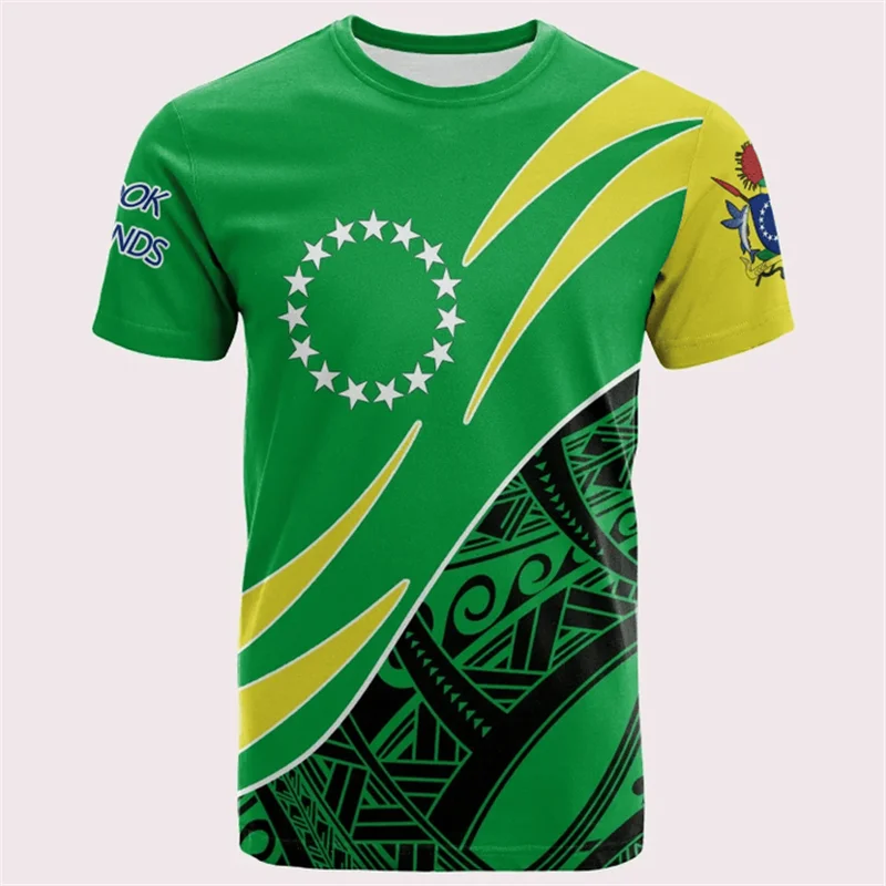 Cook Islands Flag Map Graphic T Shirts National Emblem T Shirt For Men Clothes Polynesia Unisex Tshirt Casual Man Tee Women Tops