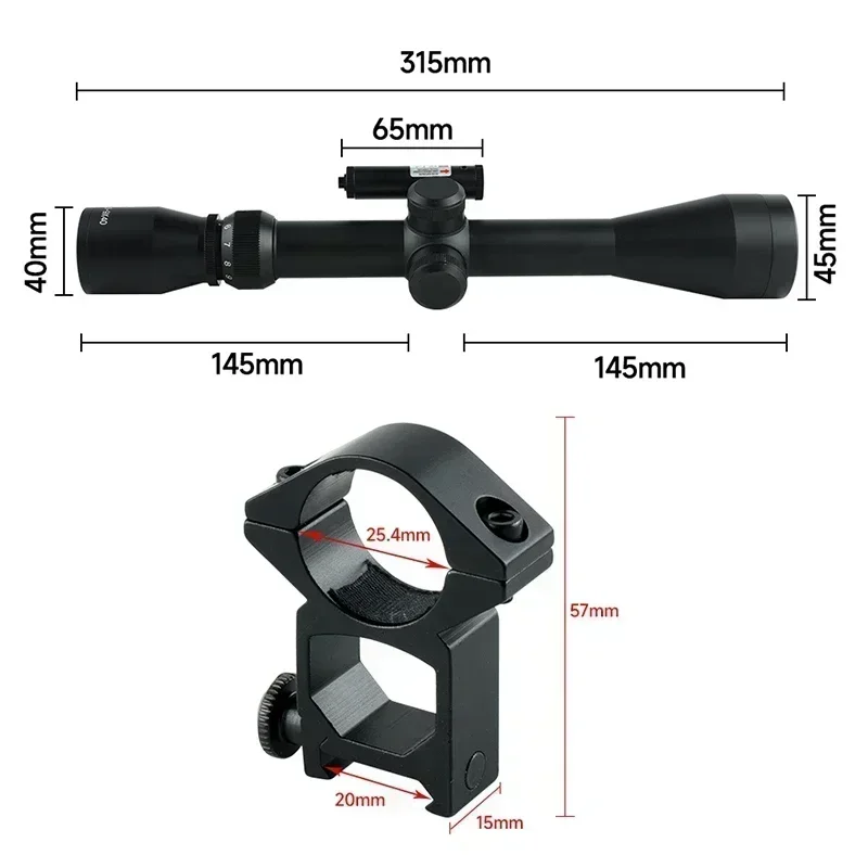 Mira telescópica táctica 3-9x40 – Con láser para caza y tiro - imagen 5