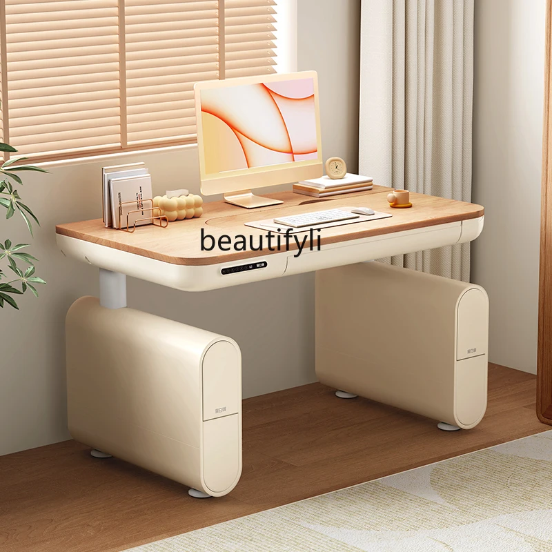 

Black and white tone N5 intelligent electric lifting table office computer table solid wood study table desk home workbench