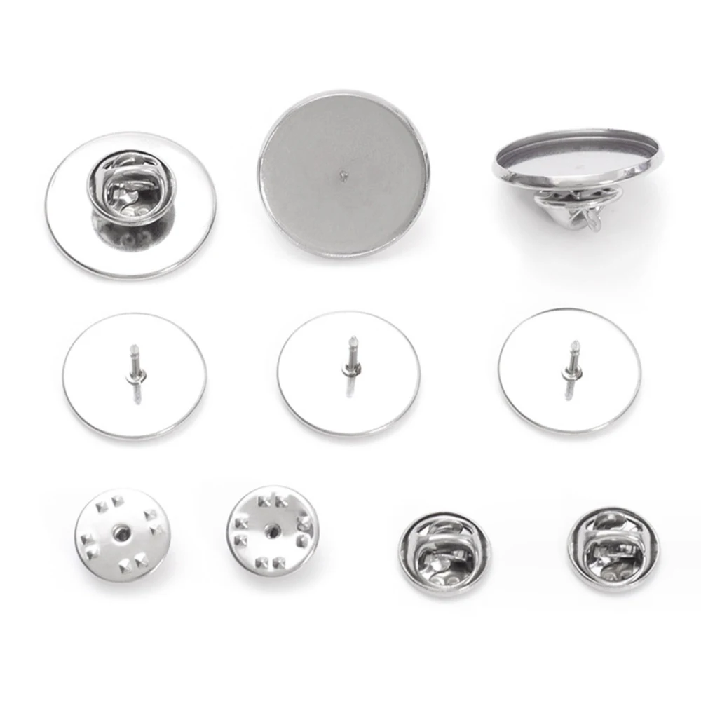 10 Set Stainless Steel 6-30mm Brooch Pin Holder Tie Hat Badge Back Stabbing Butterfly Clasp DIY Jewelry Making Craft Accessories