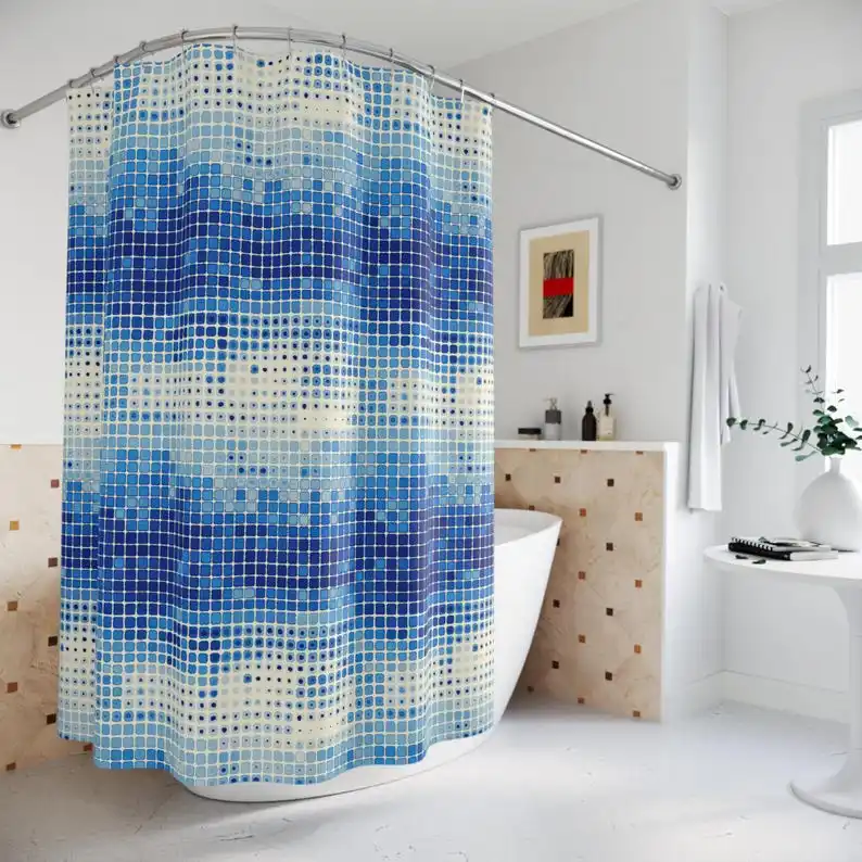 

Modern Delft Pottery Bathroom Accessory Shower Curtain Waterproof Polyester Home Décor