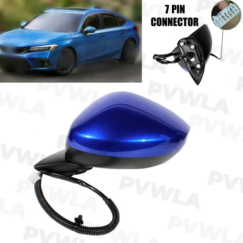 Car accessories For Honda American Version Civic 2022 2023 Left Side 7 Pins Blue Painted Rear Mirror Assembly