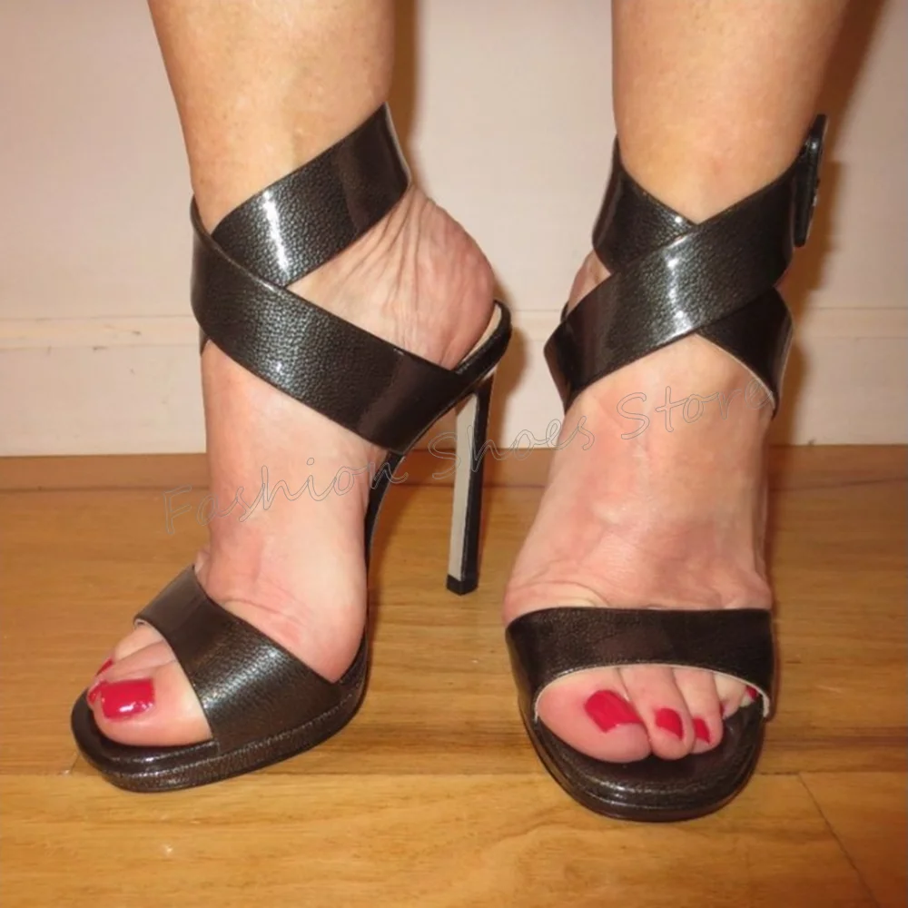 

Black Cross Strap Open Toe Sandals Matte Leather Thin High Heels High Heel Shoes for Women Heels 2025 New Zapatos Para Mujere