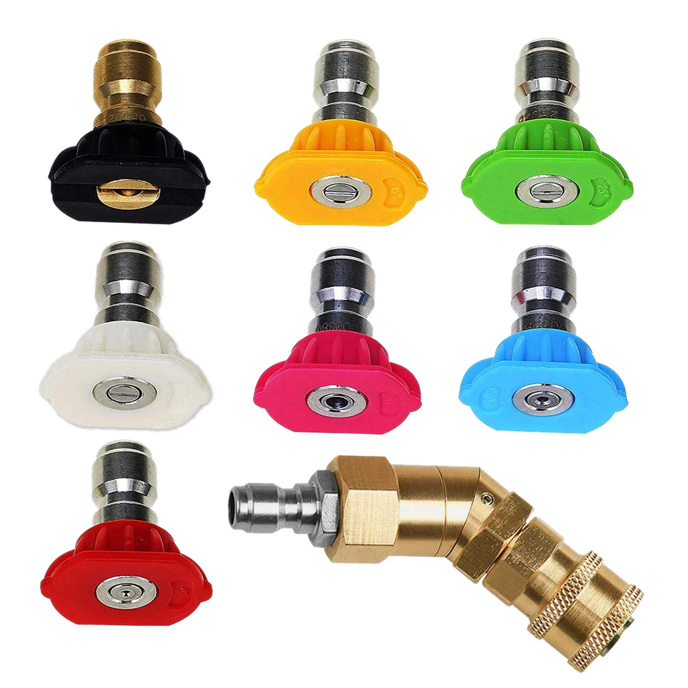 

Pressure Washer Accessories Kit,7 Power Washer Spray Nozzle Tips, 360 Degree Quick Connecting Pivoting Coupler, 1/4 Inch 4500