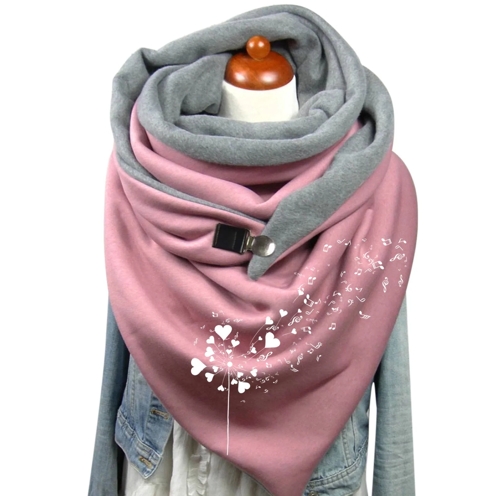 Square Scarves With Button Clasp Women Boho Print Scarf Shawls Wraps Neck Warmer Blanket Wraps Scarves Echarpe Foulard Neck Wrap