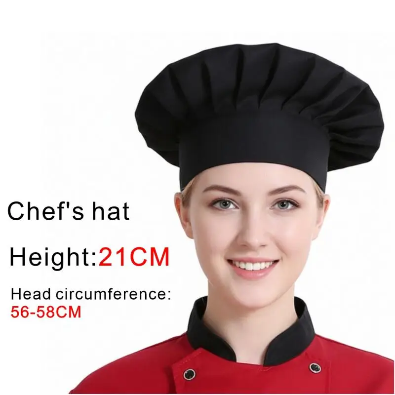 Unisex Professional Chef Hats White Height 21/24cm Tall Top Cook Caps for Men Women Restaurant Hotel Bakery Black Kitchen Hats
