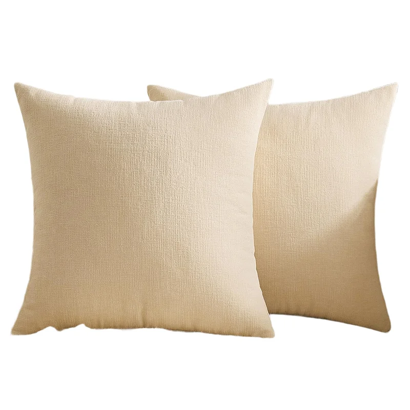 -A89Z 유로 던지기 베개 커버 20X20 인치 베이지 소파 커버 소파 거실 용 부드러운 장식 농가 2 개 세트