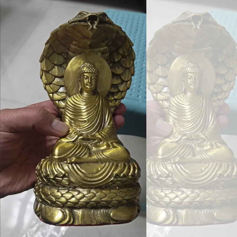 Creative Sakyamuni Snake Fairy Buddha Statue Sculpture, Pure Copper, Household Decorations, Living Room, Buddha Hall, Gifts, 1Pc